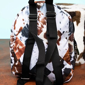 Cow Hide Patchwork Preschool Backpack Monogrammed Backpack Mini Diaper Bag Backpack Purse image 2