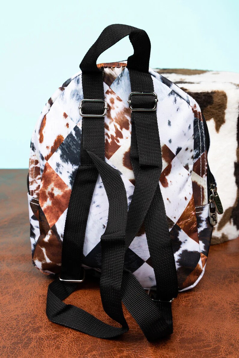 Cow Hide Patchwork Preschool Backpack Monogrammed Backpack Mini Diaper Bag Backpack Purse image 2