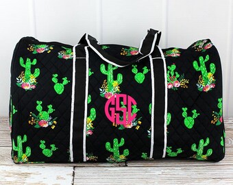 Cactus Garden Quilted Duffle Bag Women's Weekender Bag Cheer Bag Gym Bag