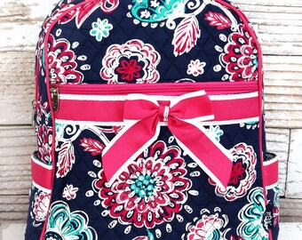 Summer Blooms in Pink Trim Quilted Preschool Backpack Mini Backpack Purse Toddler Diaper Bag Backpack Small Backpack