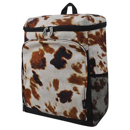 Cow Hide Print Cooler Backpack, Insulated Soft Sided Cooler  display picture 3