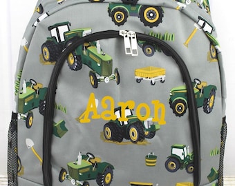 Tractor Print Canvas Personalized or Monogrammed Custom Backpack