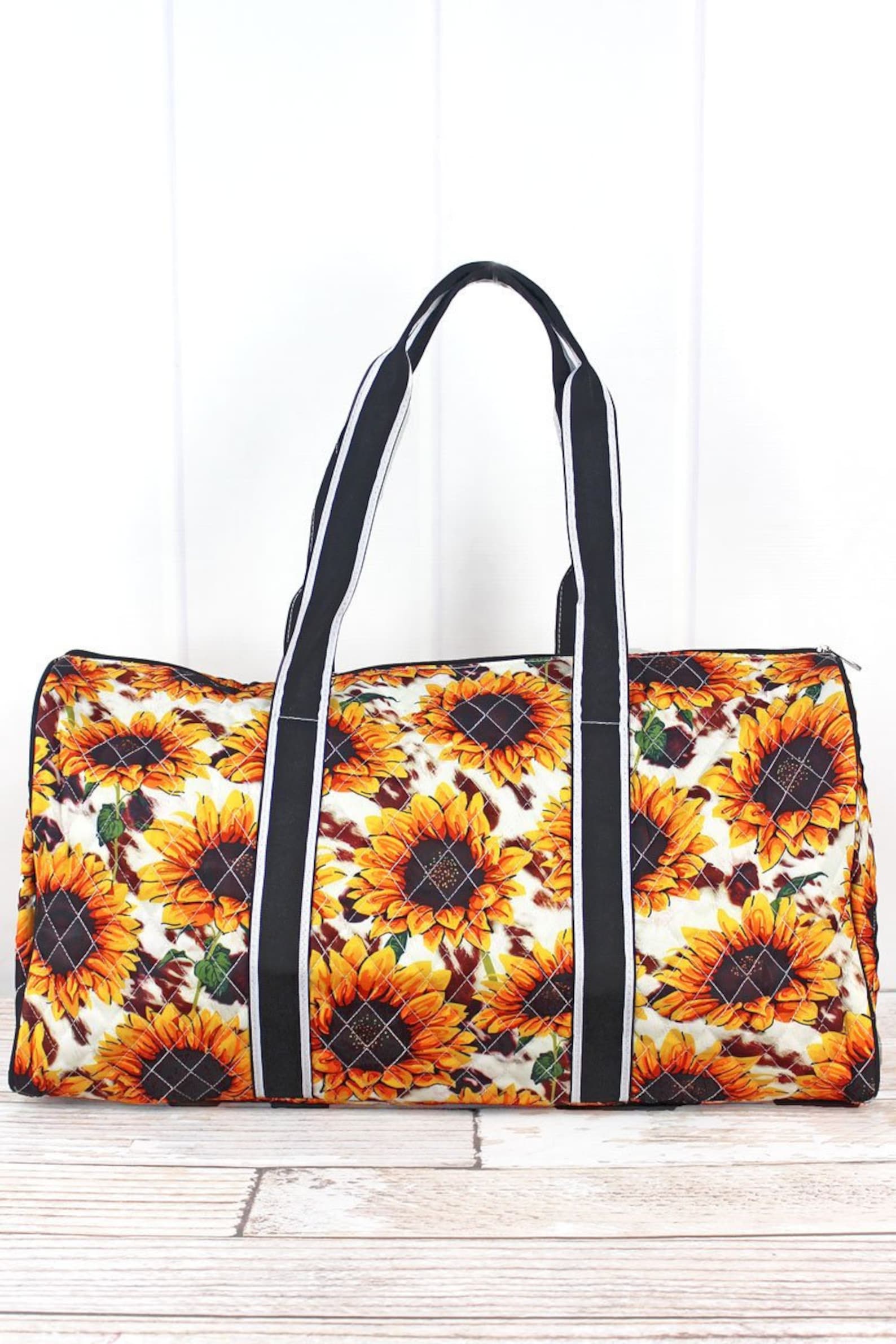 Sunflower Farm Personalized Quilted Duffle Bag Womens Duffle Etsy