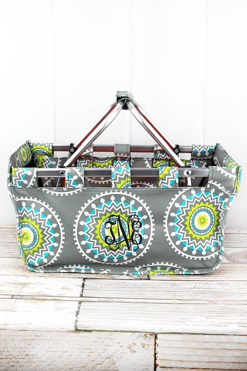 Mandala Garden Collapsible Market Basket Grocery Tote Picnic Basket
