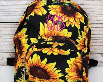 Sunflower Canvas Personalized or Monogrammed Preschool Custom Backpack