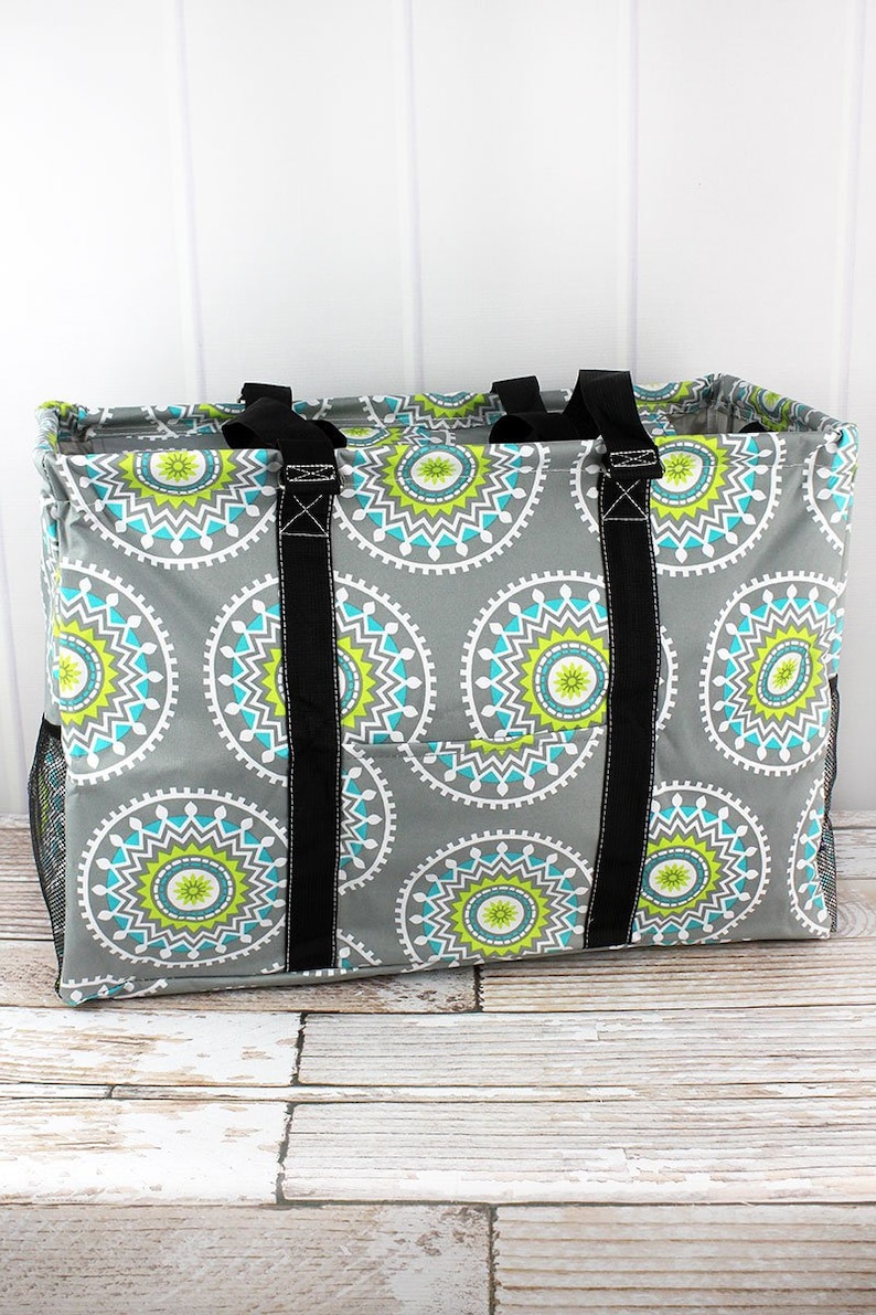 Mandala Garden Double Haul It All Market Basket Grocery Tote Picnic Basket Reusable Grocery Bag Toy Storage Bags