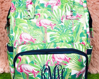 Flamingo Island Diaper Bag Backpack Gift For Baby Shower Nursing Tote Bag