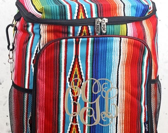 Serape Cooler backpack, insulated soft sided cooler bag with leakproof liner, picnic and travel ready