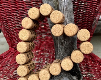 Wine Cork Heart Rustic with Patterned Side Design