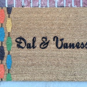 Midcentury Modern Personalized Door Mat // Hand-Painted Door Mat // Personalized Welcome Mat // Retro Door Mat // Colorful Door Mat