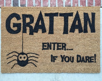 Halloween Doormat // Hand-Painted Door Mat // Halloween Welcome Mat // Spooky Spider Door Mat