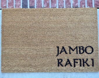 Jambo Rafiki Doormat // Swahili Door Mat // Hello Friend Welcome Mat // Hello Friend Door Mat