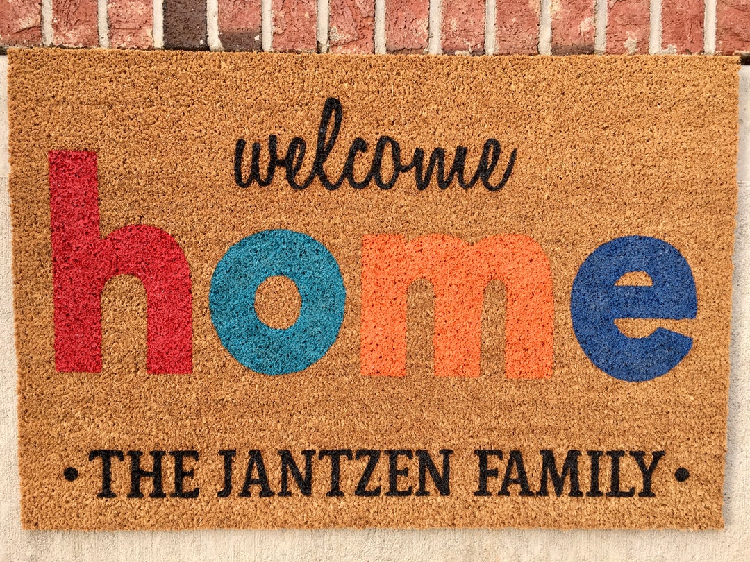 Home Personalized Door Mat // Handpainted Door Mat // Etsy