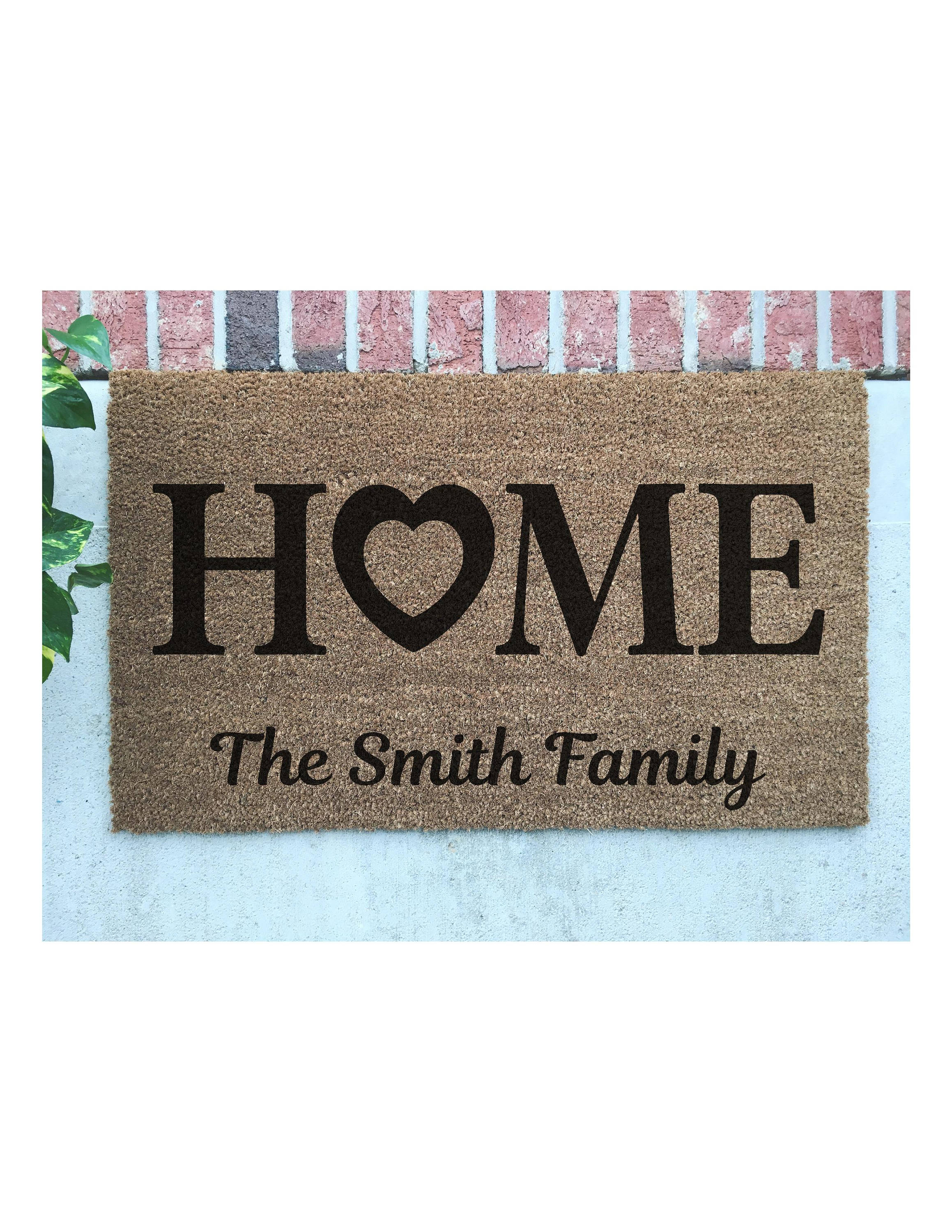 Personalized Door Mat with Heart // HandPainted Door Mat // Etsy