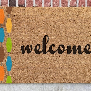 Midcentury Modern Personalized Door Mat // Hand-Painted Door Mat // Personalized Welcome Mat // Retro Door Mat // Colorful Door Mat image 4