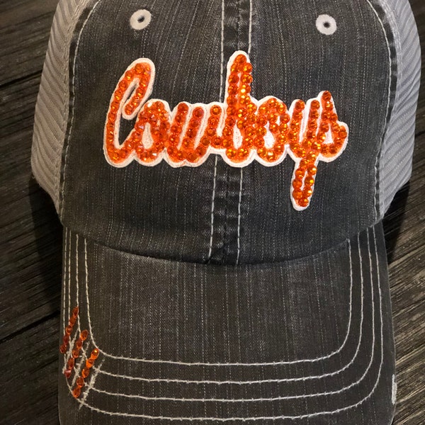 Oklahoma State University OSU Cowboys trucker BLING baseball hat