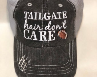 Tailgate Hair Don't Care -  football trucker hat