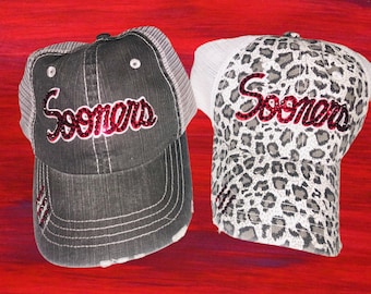 Oklahoma OU Sooners  trucker BLING baseball hat