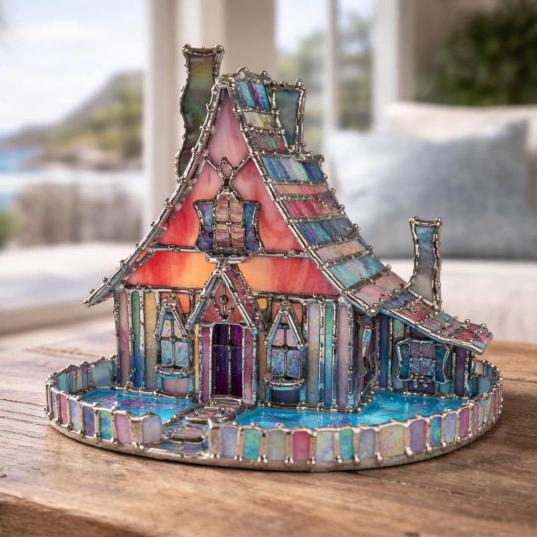 スタンドライト　world's tiffany stained house North Star Cottage Stained Glass House – Tiffany Style Sculpture