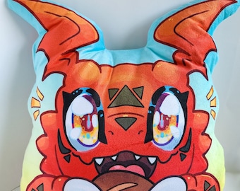 Guilmon Pillow Soft Decorative Home Cushion Midsized Plush Monster Throw Pillow