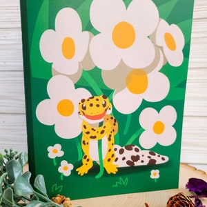 Leopardgecko Blumiges wiederverwendbares Stickerbuch