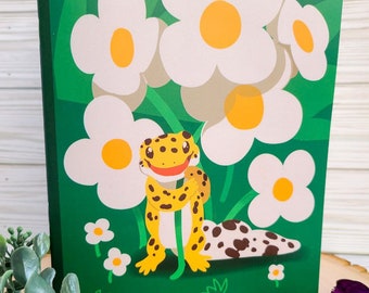 Leopard Gecko Flowery Reusable Sticker Book