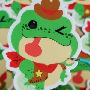 Adesivo de vinil à prova d'água Frog Cowboy Lil Sheriff