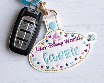 Disney Inspired 50th Castle Nametag, Personalized Bag Tag, Name Tag, Anniversary Colors, Keychain, Clip on tag, Luggage Tag