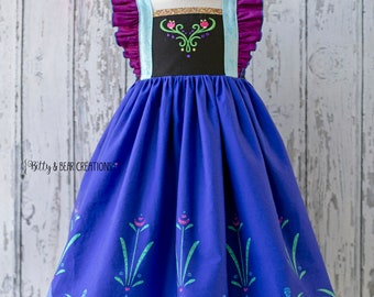 RTS Anna Inspired Traveling Dress, Flutter Dress, Princess Dress, Toddler Dress, Anna Inspired Costume, Birthday Dress