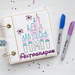 Cinderella Castle Signature Autograph Book, Personalized, Custom Keepsake Autograph Book, Personalization, 50th colors, Pink Castle