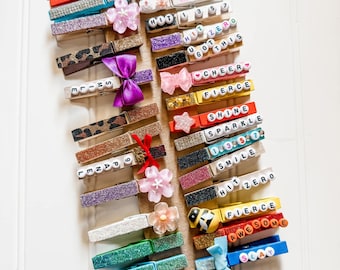 Cheer Pins, Comp Pins, Sports Pins, Decorated Clothespins, Spirit Pins, Bag Swag, Glitter Pins, Pin Me, *Now with 3D Printed Charms*