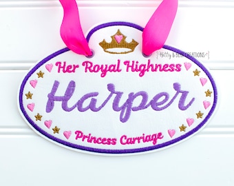 Princess Inspired Stroller Tag, Wheelchair Tag, Scooter Tag, Walker Tag, Name Tag, Royal Highness Tag, Girl tag