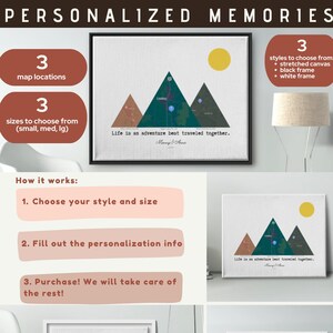 Personalized Memories: Custom Couples Mountain Graphic with Meaningful Dates and Location - Canvas Print - 3 Sizes to Choose From!