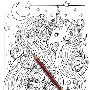 Disegno di Unicorno, disegno di unicorno da colorare, disegno di unicorno da colorare per bambini, pagina unicorno per adulti