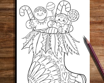 Christmas coloring page xmas coloring page,  CHRISTMAS coloring page , Hand Drawn Adult Coloring Page Download, Edwina Mc Namee
