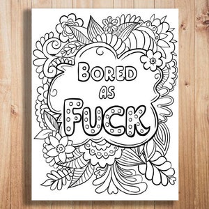 Social Distancing Adult Coloring Pages  Quarantine Coloring Book, bored as fck, swear word, swear word coloring page