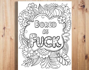 Social Distancing Adult Coloring Pages  Quarantine Coloring Book, bored as fck, swear word, swear word coloring page