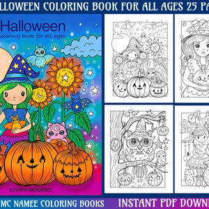 EDWINA MC NAMEE coloring books halloween coloring book contains witches, bats, haunted houses, cats and all kids of magical creatures