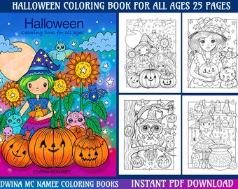 EDWINA MC NAMEE coloring books halloween coloring book contains witches, bats, haunted houses, cats and all kids of magical creatures