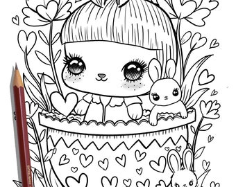 PRINTABLE Cute Easter Coloring Page, Hand-Drawn Coloring Sheet, Easter  Doodles Coloring Page, Kids Coloring Page, Adult Coloring