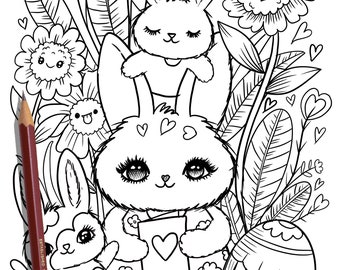 PRINTABLE Cute Easter Coloring Page, Hand-Drawn Coloring Sheet, Easter  Doodles Coloring Page, Kids Coloring Page, Adult Coloring