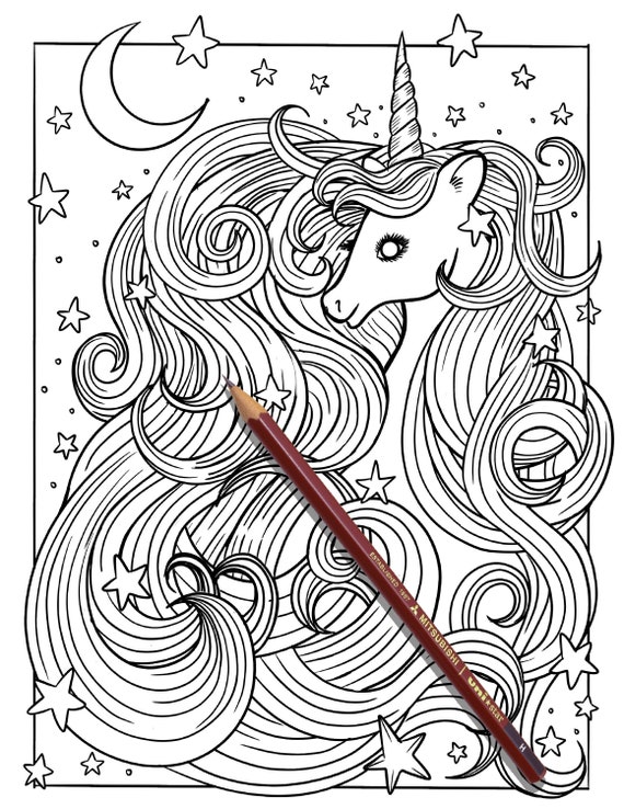 Unicorn Black and White Illustration, Printable Unicorn Digital Download, Unicorn  Print, Unicorn Art, Unicorn Gift and Decor, Girls Room 