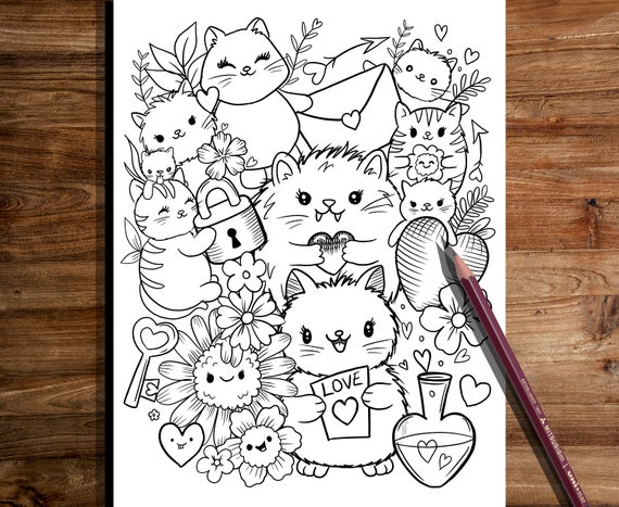 kawaii coloring  Animal coloring pages, Cat coloring page, Cute coloring  pages