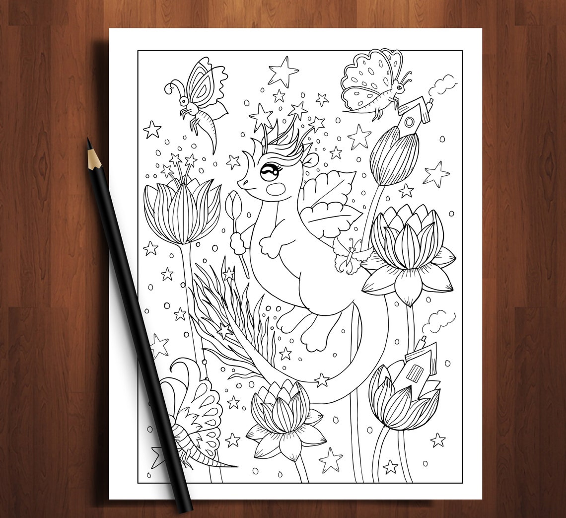 Dragons Coloring Page Coloring Page Coloring Page Dragon - Etsy