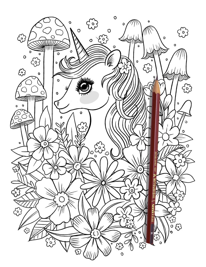 Unicornio, dibujo para colorear unicornio, dibujo para colorear unicornios para niños, página unicornio para adultos imagen 1