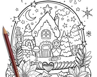 Christmas coloring page xmas coloring page,  CHRISTMAS coloring page , Hand Drawn Adult Coloring Page Download, Edwina Mc Namee