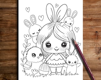 PRINTABLE Cute Easter Coloring Page, Hand-Drawn Coloring Sheet, Easter  Doodles Coloring Page, Kids Coloring Page, Adult Coloring