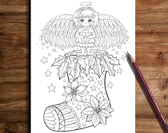 Christmas coloring page xmas coloring page,  CHRISTMAS coloring page , Hand Drawn Adult Coloring Page Download, Edwina Mc Namee