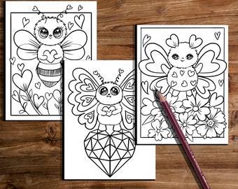 Valentine's Day Coloring Page Set - Instant Download - Valentine's Day Kids Activity - Valentine Party - Coloring Pages - Valentine Coloring