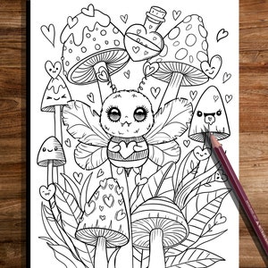 PRINTABLE Cute kawaii Coloring Page, Hand-Drawn Coloring Sheet, cute Doodles Coloring Page, Kids Coloring Page, Adult Coloring image 2